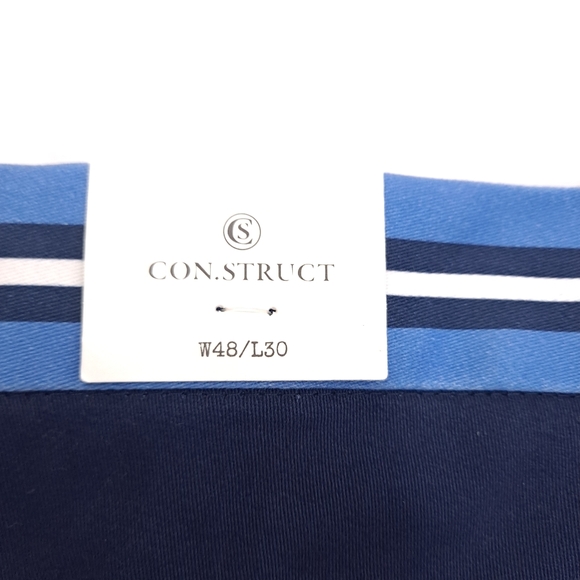 Con.Struct Men's Chino Pants Navy Blue Contrasting Waistband Stretch - Sz 48x30 - Picture 7 of 12